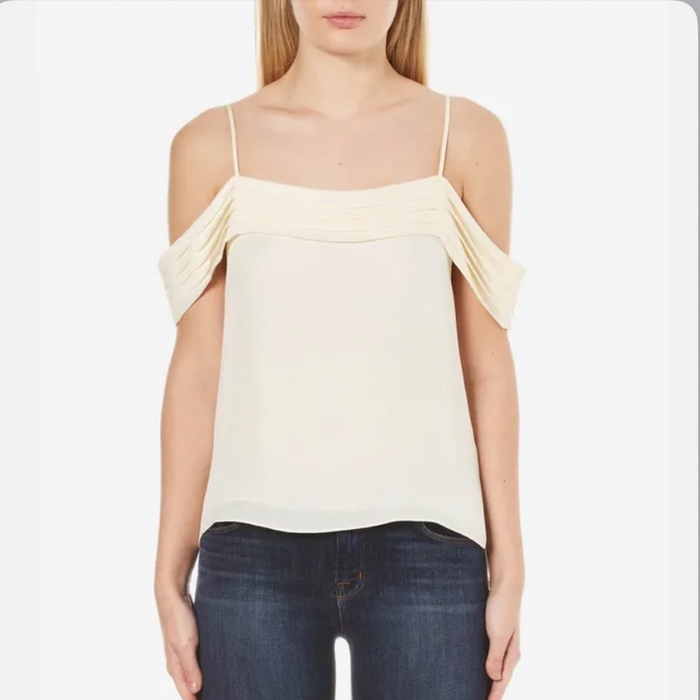 T by Alexander Wang Silk Georgette Pleated Top